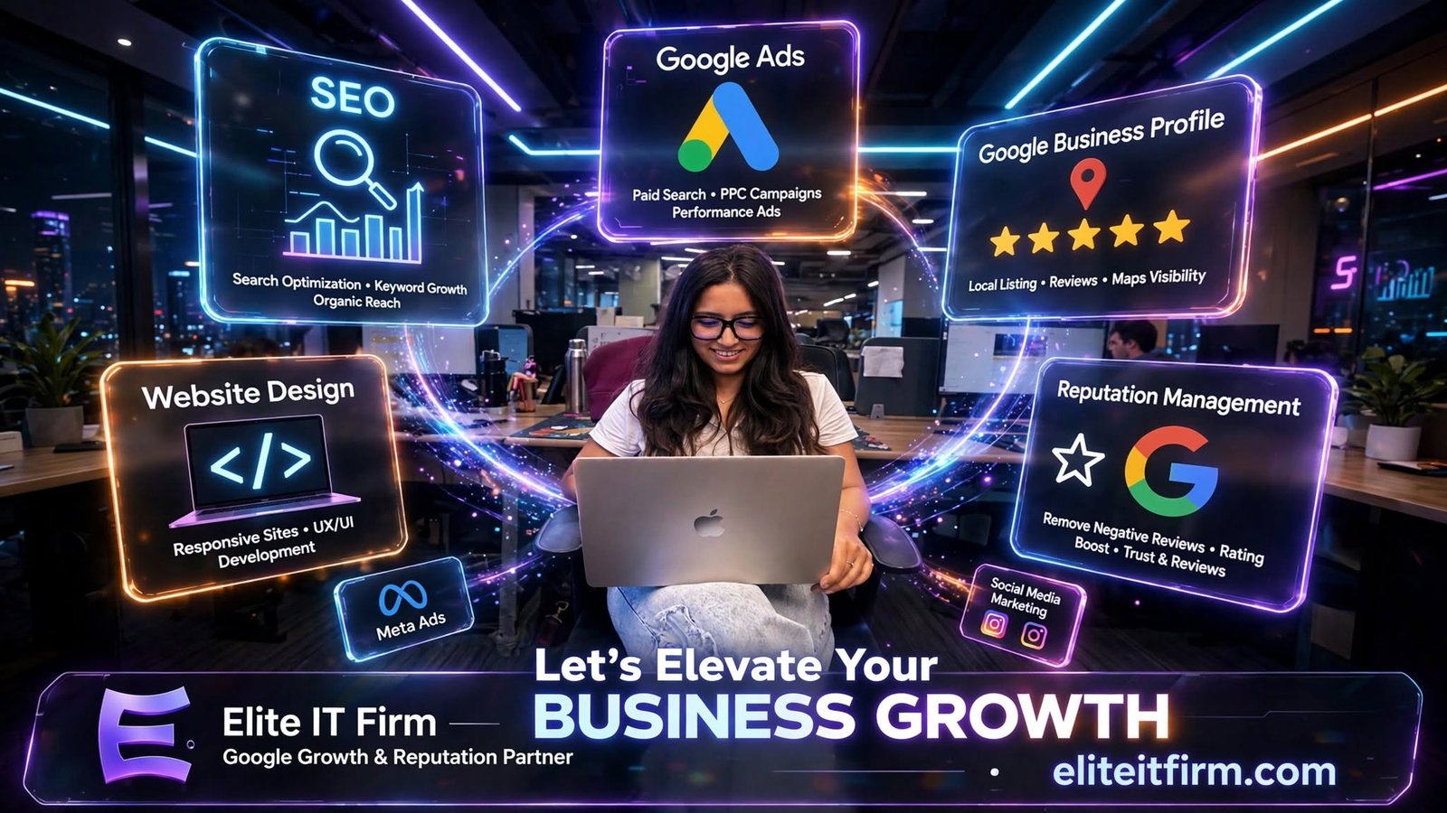 Elite IT Firm 3D Command Center and Digital Marketing Ecosystem